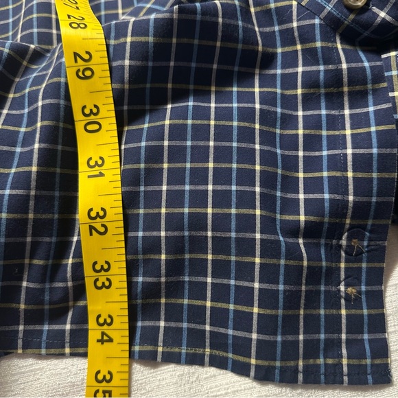 HB Harbor Bay Navy and White, Yellow Plaid  Short Sleeve Shirt 4XL - Picture 4 of 14